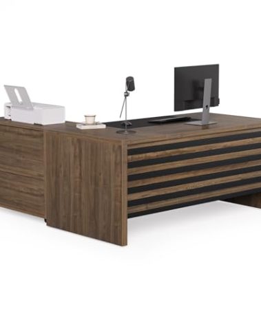 LITTLE TREE L-Shaped Computer Desk with File Cabinet Combo, 63-Inch Office Desk, 31-Inch Filing Cabinet with Storage & Drawer for A4/Letter/Legal Size File, Large Business Furniture for Home Office