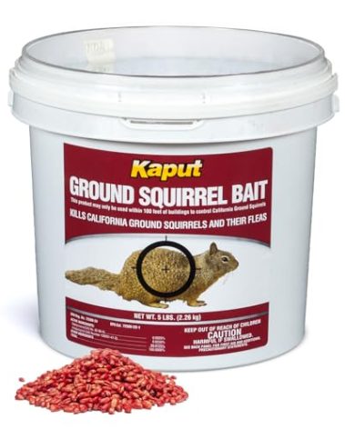 Kaput Ground Squirrel Bait - Effective Fleas & Squirrel Killer with Diphacinone & Imidacloprid - Targeted Pest Control for Outdoor Use, (5 lbs)