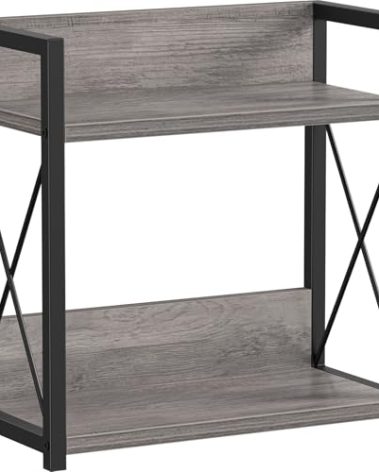 Giikin Coffee Bar Accessories, 2 Tier Spice Rack for Counter, Gray Kitchen Countertop Organizer (Grey, L)