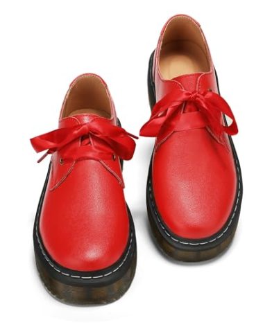 ilatyia Women's Lightweight Breathable Lace-up Platform Chunky Loafers Classic Lug Sole Oxford Shoes Red,9 US