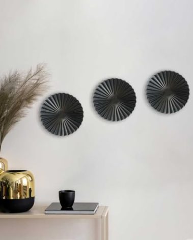 ITrixgan Black Metal Wall Art Decor For Living Room, Wall Hanging Decor Set Above TV Wall Decor, Gothic Room Decor for Bedroom Round Decorative Wall Art, Black Wall Decorations For Home Above Bed