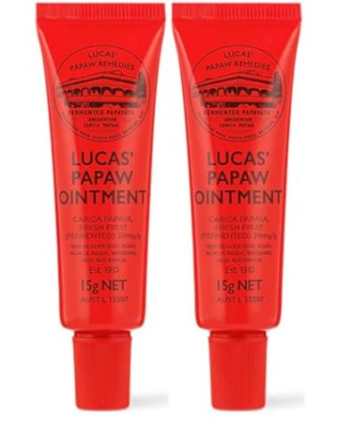 Lucas Papaw Ointment – 15g Tube with Lip Applicator – 2–Pack – Multi-Purpose Skin Relief – Made in Australia