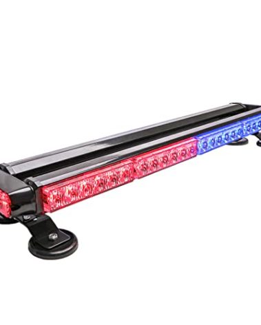 CUMART 26.5" Red Blue 54 LED Rooftop Beacon Light Bar For Police Cops Firefighter Vehicles Work Truck Cars Emergency Warning Flashing EMS First Responder POV Strobe Light Traffic Advisor with Magnetic