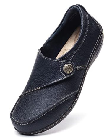 Geoeleph Women's Navy Loafers Casual Slip-Ons Comfort Walking Flats Leather Driving Moccasins 8 M US