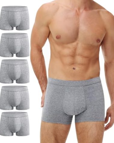 BATTEWA Washable Incontinence Underwear for Men, Regular Cotton Leak-Proof Briefs with Front Absorption Area for Bladder Leak Protection 50ml.(Gray, X-Large, 5 Pack)