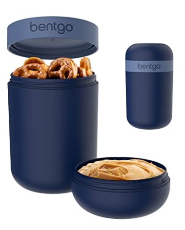 Bentgo Snack Cup - Reusable Snack Container with Leak-Proof Design, Toppings Compartment, and Dual-Sealing Lid, Portable & Lightweight for Work, Travel, Gym - Dishwasher Safe (Navy)