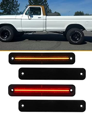 Aexploer LED Side Marker Lights Compatible with F100/150/250/350 1973-1979,for Econoline E100/150/250 1975-1991,for Bronco 1978-1979,Side Markers Lamps Lights Assembly(Smoked Lens)