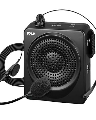 Pyle Portable PA Speaker and Voice Amplifier: Compact Waistband with Rechargeable Battery, Includes Headset Microphone & 3.5mm Aux Jack - Ideal for Tour Guides, Teachers, and Meetings