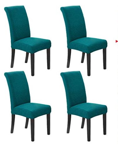 Howhic Stretch Chair Covers for Dining Room Set of 4, Removable Washable Dining Room Chair Covers, Dining Chair Slipcovers Seat Protector, Great for Home Decor and Banquet Upholstery (Teal, 4 Pack)