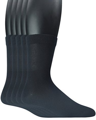 Yomandamor Men's 5 Pairs Quarter Diabetic/Dress Socks With Seamless Toe and Non-binding Top