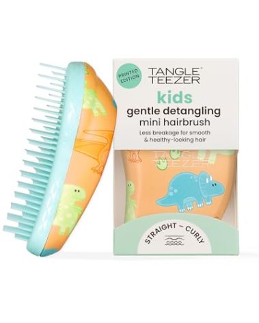 Tangle Teezer Original Detangler Brush, Dry & Wet Travel Size Mini Hair Brush, for Kids & All Hair Types, Dino Mighty