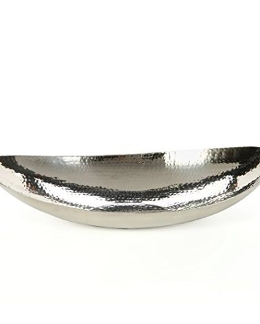 Hosley 13.5 Inch Hammered Stainless Steel Oval Bowl Ideal for Orbs and Dry Potpourri as well as Ball Candles Great for Weddings and Special Events O4