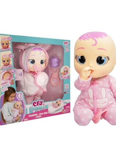 Cry Babies Newborn Coney - Interactive Baby Doll with 20+ Baby Sounds, Girls & Kids Age 18M and Up