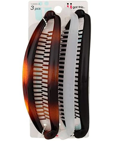 Scunci, Effortless Beauty, Banana Barrettes, 3 Count (Pack of 1)