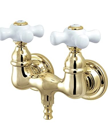 Kingston Brass CC39T2 Vintage 3-3/8-Inch Wall Mount Tub Faucet, Polished Brass