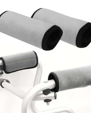 2 Pack Walker Handle Cushions Walker Grip Covers Pads Walker Padded Hand Grip Covers for Rolling Wheelchair Walker Elderly Grippers Rollator Handle (Grey)