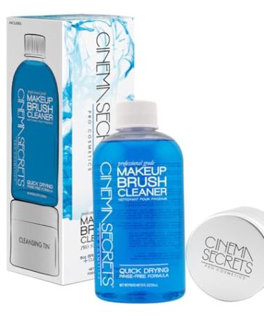 Cinema Secrets Original Blue Vanilla Makeup Brush Cleaner Kit - Professional Cleanser + Cleansing Tin for Makeup Brushes - Quick-Dry, Rinse-Free Formula - Removes Stubborn Waterproof Make Up (8 fl oz)