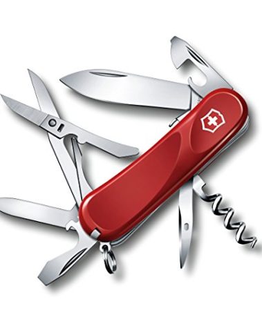 Victorinox Evolution S14 Swiss Army Knife, 14 Function Swiss Made Pocket Knife with Large Blade, Corkscrew and Scissors - Red