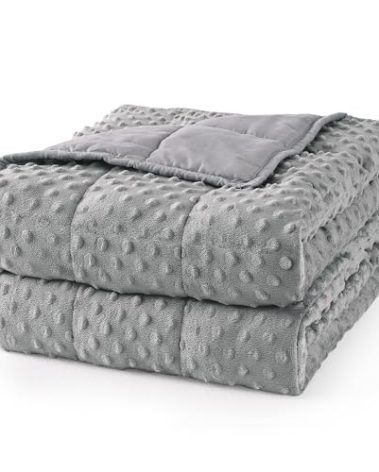 Mr. Sandman Weighted Blanket for Adults, Minky Dots Heavy Blanket for Woman,Man Sleeping and Calm, Soft and Cozy Weighted Throw Blankets, Machine Washable, 48 x 72in, 12 lbs, Grey