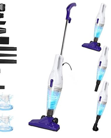 Intercleaner Corded Vacuum Cleaner, 15KPa Powerful Suction with 400W Motor, 12 in 1 Lightweight Bagless Stick Vac with Handheld, Ultra Quiet, for Hardwood Floor Carpet Car Pet Hair Car Pet Hair