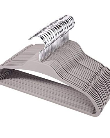 ELONG HOME 30 Pack Rubberized Hangers with Non-Slip Grip, Durable Plastic Hangers for All Clothes, Ultra-Slim Notched Design & 15.7'' Wide