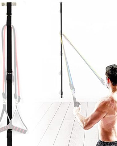 Brebebe Multi Point Wall Anchor Strap for Resistance Bands Exercises, Door Anchor Strap Loops with 5 Metal D-rings, Wall Anchor Tracks Home Gym Fitness System, Simple & Effective (No Resistance Bands)