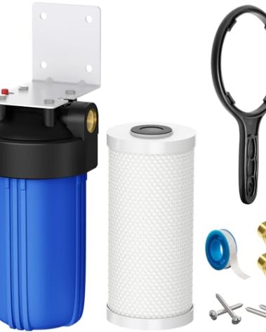 Kintim Whole House Water Softener Alternative, 4-Layer Scale Prevention Filter with 25,000 Gallons Capacity, Reduces Chlorine and Prevents Scale Buildup on Shower Head, Dishwasher, and More