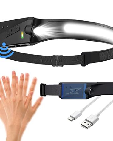 INWOSNEY LED Headlamp, Rechargeable Head Lamp Flashlight Motion Sensor, Flex pro lightbar 270° Wide Beam Bright Headband, COB XPE Lightweight Waterproof Head Light for Outdoor Running Camping Hiking