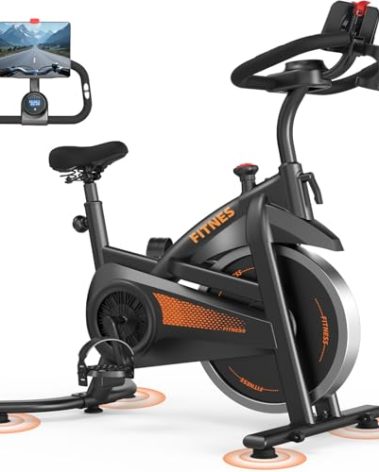 CURSOR FITNESS Exercise Bike, Stationary Bikes for Home, 300 LBS Capacity, Workout Bike with Silent Belt Drive, Indoor Cycling Bike with Extra Comfort Seat/Tablet & Bottle Holder
