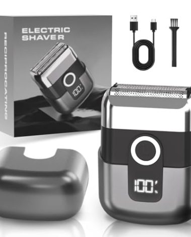 LYRSLF Electric Foil Shavers for Men: Mini Electric Razor, Foil Shaver for Face, IPX7 Waterproof Wet Dry Cordless Razor with 3 Floating Blades, LED Display for Travel & Home, USB Type C