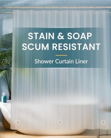 Titanker Plastic Shower Curtain Liner 72 x 72 Frosted Shower Liner Waterproof Lightweight Cute Shower Curtains for Bathroom with Magnets and Rustproof Grommets