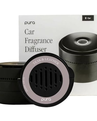 Pura Car Diffuser Starter Set - Plug-In Smart Car Aroma Diffuser & Premium Car Diffuser Fragrance - Long-Lasting Fragrance for 30 Days of Aroma - Car Must-Have - Teak & Leather