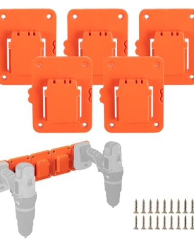 Tool Drill Mount Holder Compatible for Black+Decker 20V Max Li-ion Drills, Heavy Duty ABS Tools Wall Dock Hanger for Garage, Workshop, Work Truck, 20 Screws, 5 Packs (No Tool)