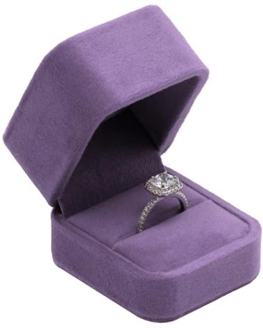 Giftop Velvet Single Ring Box Case Holder for Engagement Proposal Birthday Wedding,Jewelry Ring Gift Box Jewelry Packaging Box (Purple)