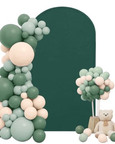 7.2FT Spandex Fitted Wedding Arch Cover Round Top Stand Covers Double-Side Chiara Cover Backdrop Cover for Wedding Birthday Party Ceremony Baby Shower Decoration(Green)