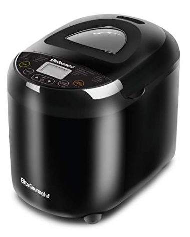 Elite Gourmet EBM8103B Programmable Bread Maker Machine 3 Loaf Sizes, 19 Menu Functions Gluten Free White Wheat Rye French and more, 2 Lbs, Black