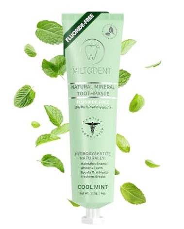 Hydroxyapatite Toothpaste – MILTODENT 15% Micro-Hydroxyapatite Premium Toothpaste Fluoride-Free, Foam-Free, Natural Mineralizing | Safe Alternative to Nano-Hydroxyapatite | SLS-Free & Paraben-free 4oz