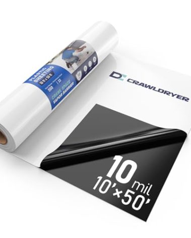 Crawl Space Vapor Barrier - 10 mil (10' x 50'), Thick Plastic sheeting, Drop Cloth Moisture Barrier Covering for Crawl Space Encapsulation, Heavy Duty Polyethylene Film, Black and White Panda Film