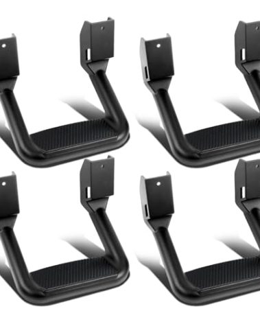 Auto Dynasty 1 Inches Universal Side Step with Mounting Brackets for Pickups & Trucks, Aluminum, Black Powder Coated, Set of 4
