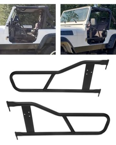 ECOTRIC Tubular Doors Compatible with 1987-2006 Jeep Wrangler YJ TJ Tubular Half Doors Tube Door Steel Left & Right Simple Off-Road Style