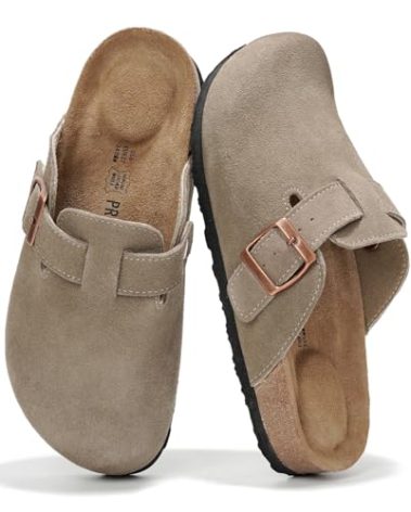 Project Cloud 100% Genuine Leather Footbed Clogs for Women - Memory Foam Arch Support Slippers for Women - Trendy Slip-ons Women's Mules & Clogs Sandals (Benton_W,TAUP,8.5)