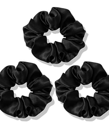OLESILK 100% Mulberry Silk-Scrunchies for Hair Sleep, Women Grils Silk Hair Ties for Frizz & Breakage Curly Hair, No Damage, Elastics Ponytail Holder, 3 Pack