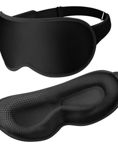 Blackout Sleep Mask for Men & Women: Weighted 3D Contoured Night Eye Cover, Zero Pressure Adjustable Strap & Breathable Fabric, Airplane Travel, Road Trips, Students,Meditation & Yoga Essentials,Black