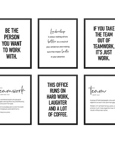 Modern Office Wall Art Motivational Posters Set of 6 Office Decor for Women Funny Team Posters Teamwork Inspirational Wall Art Positive Modern Decor Poster Canvas Print Unframed