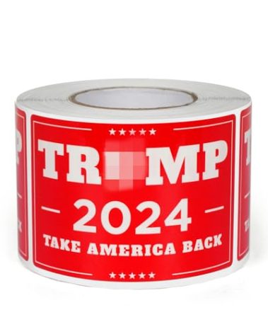 ASUNO Tr×um×p 2024 Stickers Take America Back Bumper Self-Adhesive Decal Vinyl 2” x 3” Waterproof Tr×um×p Roll Clings for Car Trucks Window Laptop Red 300 PCS