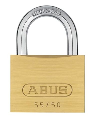 ABUS 55/50 Solid Brass Padlock with 2 Keys for School, Gym, 1 57/64in (50mm) Wide, Keyed Alike