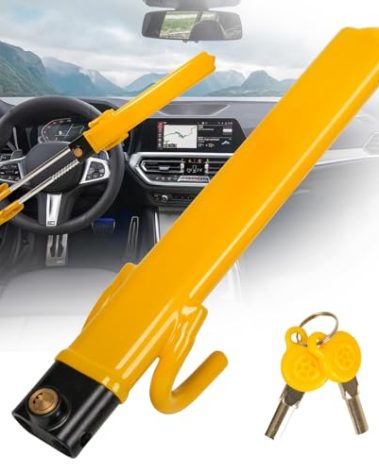 BAOLIVE Steering Wheel Lock,Anti-Theft Car Device,Car Lock Steering Wheel with Retractable Double Hooks Car Security Lock & 2 Keys, Universal Fit for Auto/Jeep/SUV/Van/Truck