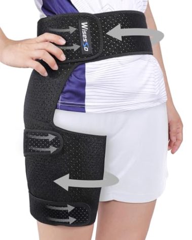 Wisesso Hip Brace, Groin Wrap Hip Braces for Sciatica Pain Relief, Thigh Support for Groin, Thigh, Hamstring, Pulled Muscle Injury, Sciatic Nerve Brace For Men and Women, Gray