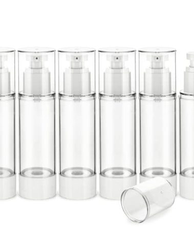 IFDGCTK 2.7OZ/80ML Clear Airless Pump Bottles, Lotion Dispenser Travel with Pump, Vacuum Plastic Travel Size Lotion Bottle for Foundation, Creams, Cosmetic(6 Pack)