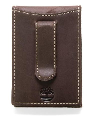 Timberland mens Slim Leather Front Pocket Credit Card Holder Travel Accessory Bi Fold Wallet, Brown (Money Clip) 2, One Size US